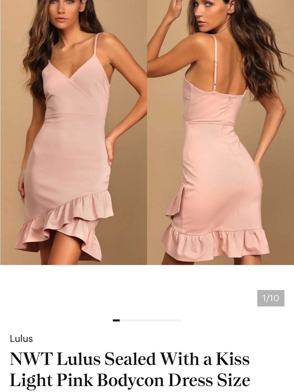 Lulu's Light Pink Asymmetrical Ruffle Bodycon Dress